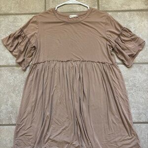 Altar'd State Ruffle Sleeve Tunic - Brown